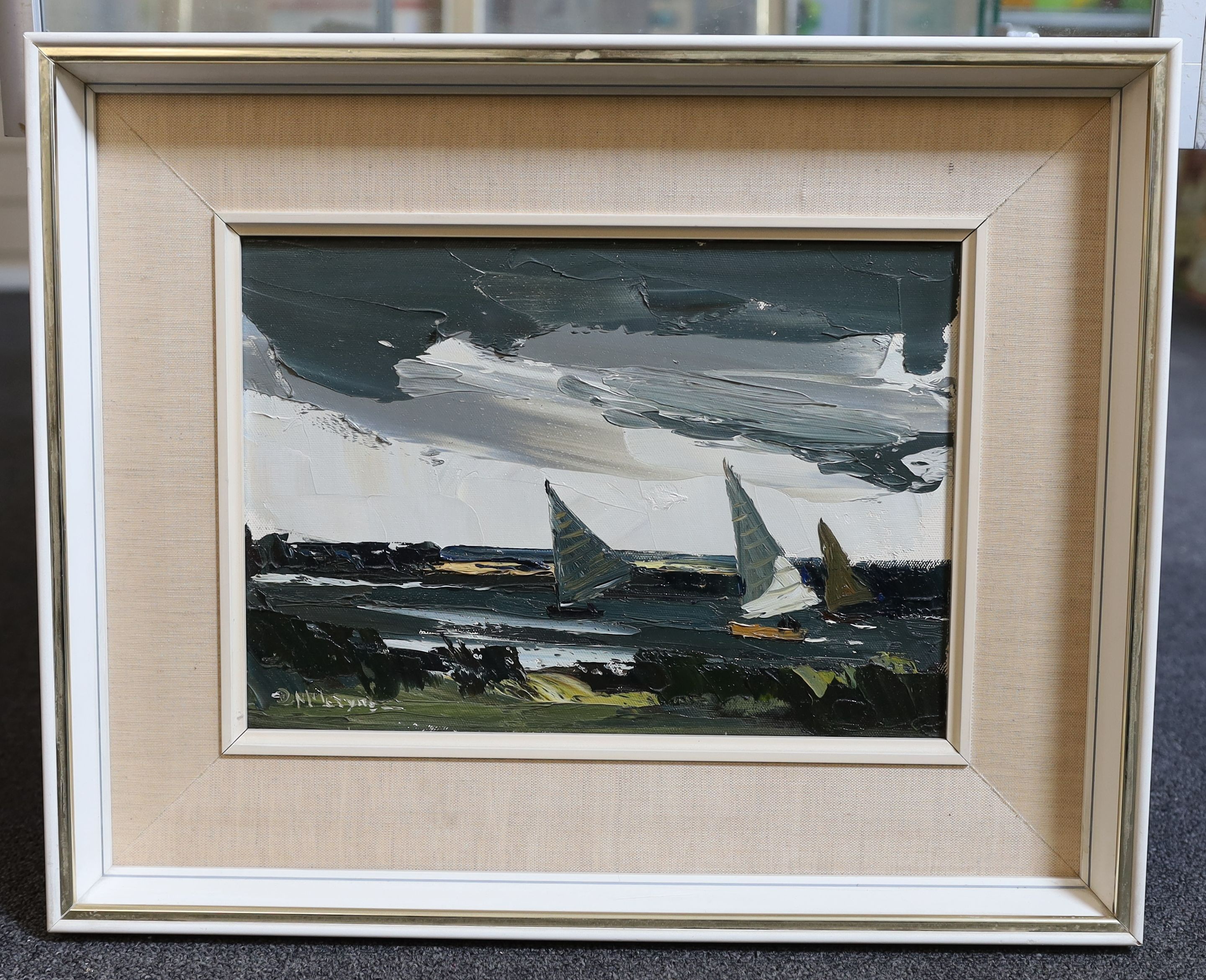 Donald McIntyre (1923-2009), 'The Broads', oil on canvas, 25 x 35.5cm